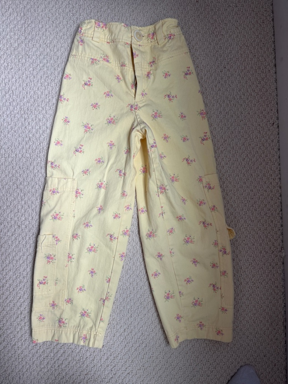 Yellow Floral Cargo Pants Zara 7/8 girl